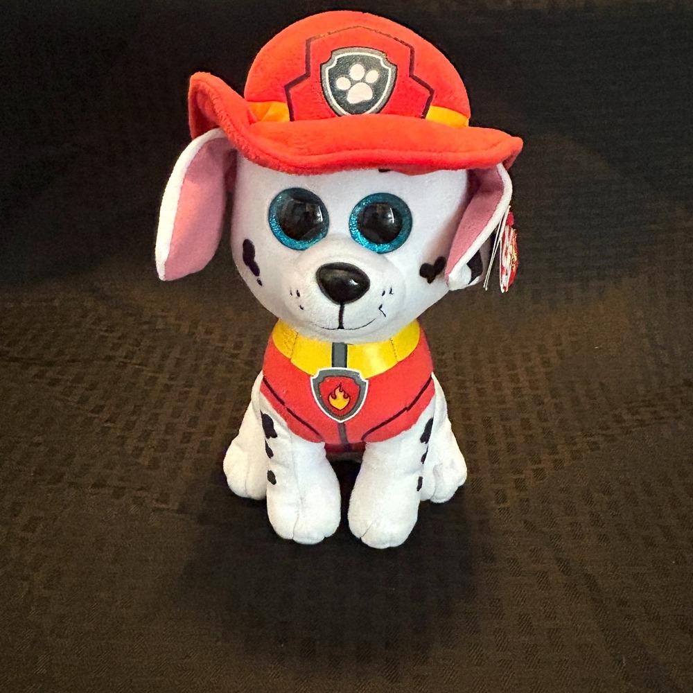 TY Beanie Boos Paw Patrol Marshall Dalmatian Firefighter Puppy Dog Plush Toy 7"